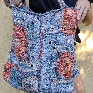 Crochet shoulder bag, Granny square Scramble Sack, Bohemian purse, Unique EVA hand made tote, Afghan Bag, Gift for her, mother, Woman purse