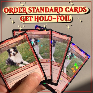 Tarjeta personalizada de Magic The Gathering MTG hecha a mano de 2,5 x 3,5 pulgadas. Ideal para Navidad, cumpleaños, aniversarios, parejas, mascotas, familia, etc.