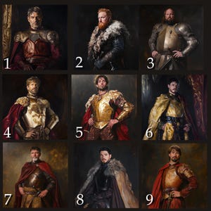 Cadeau portrait fantaisie personnalisé Portrait Game of Thrones personnalisé à partir d'une photo, poster sur toile portrait d'après une idée d'image fête des pères lui elle