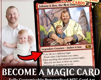 MTG Magic The Gathering Custom 18 x Personalized Handmade card 2.5x3.5&quot; illustration art commission anniversary familly father day gift idea