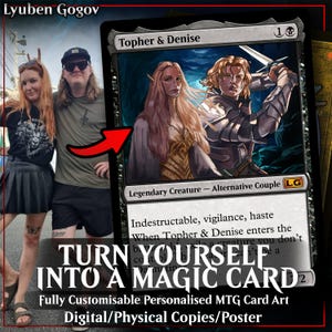 MTG Magic The Gathering Custom 18 x Carta personalizzata fatta a mano 2,5x3,5" illustrazione commissione artistica, regalo di Natale anniversario animali domestici famiglia