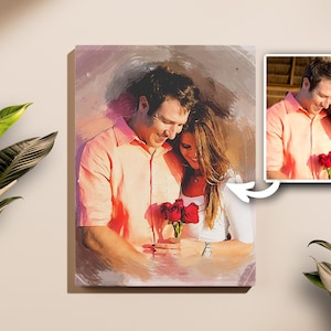 Pintura personalizada para entes queridos, presentes comemorativos personalizados, impressão de fotos de retrato, pôster de lona, ilustração, comissão de arte, dia do casamento