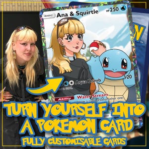 Portrait personnalisé Pokémon, 6 cartes Pokémon Monstres, animaux de compagnie, Devenez un Pokémon, Anniversaire, Cadeaux pour couples Saint-Valentin