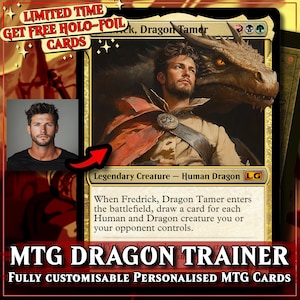 Carta personalizzata Magic The Gathering MTG fatta a mano 2,5x3,5" Regalo per lui Papà fratello amico anniversario drago famiglia coppia 9 18pz