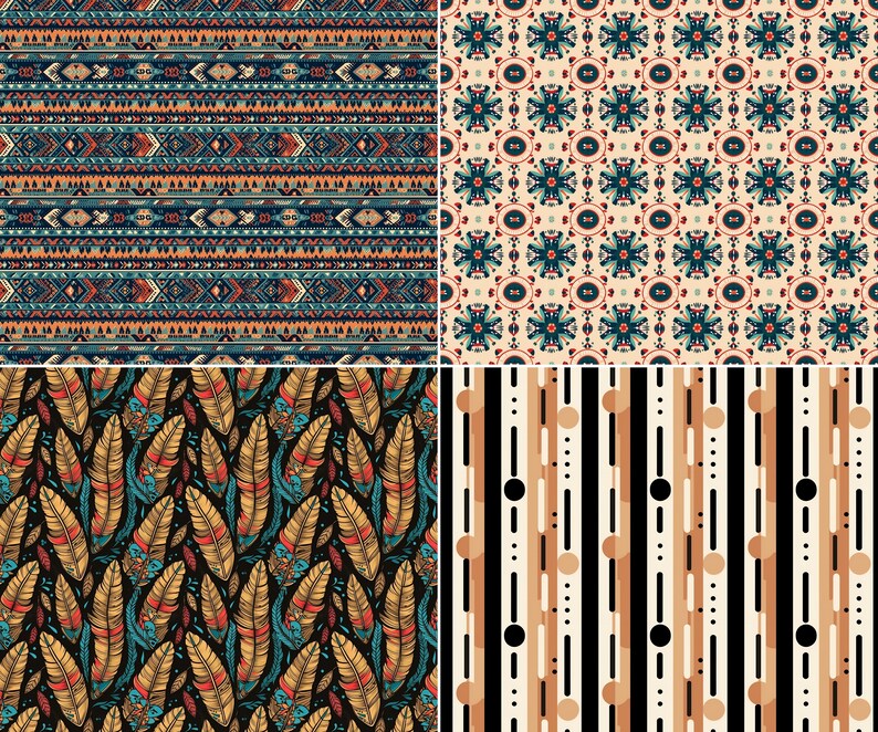 Boho Chic Seamless Patterns, 20 Digital Papers of Rustic Boho Patterns ...