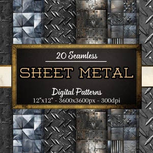 Blech Muster, 20 Metall Texturen Nahtlose digitale Papiere, sofortiger Download, persönliche und kommerzielle Nutzung, Print on Demand freundlich