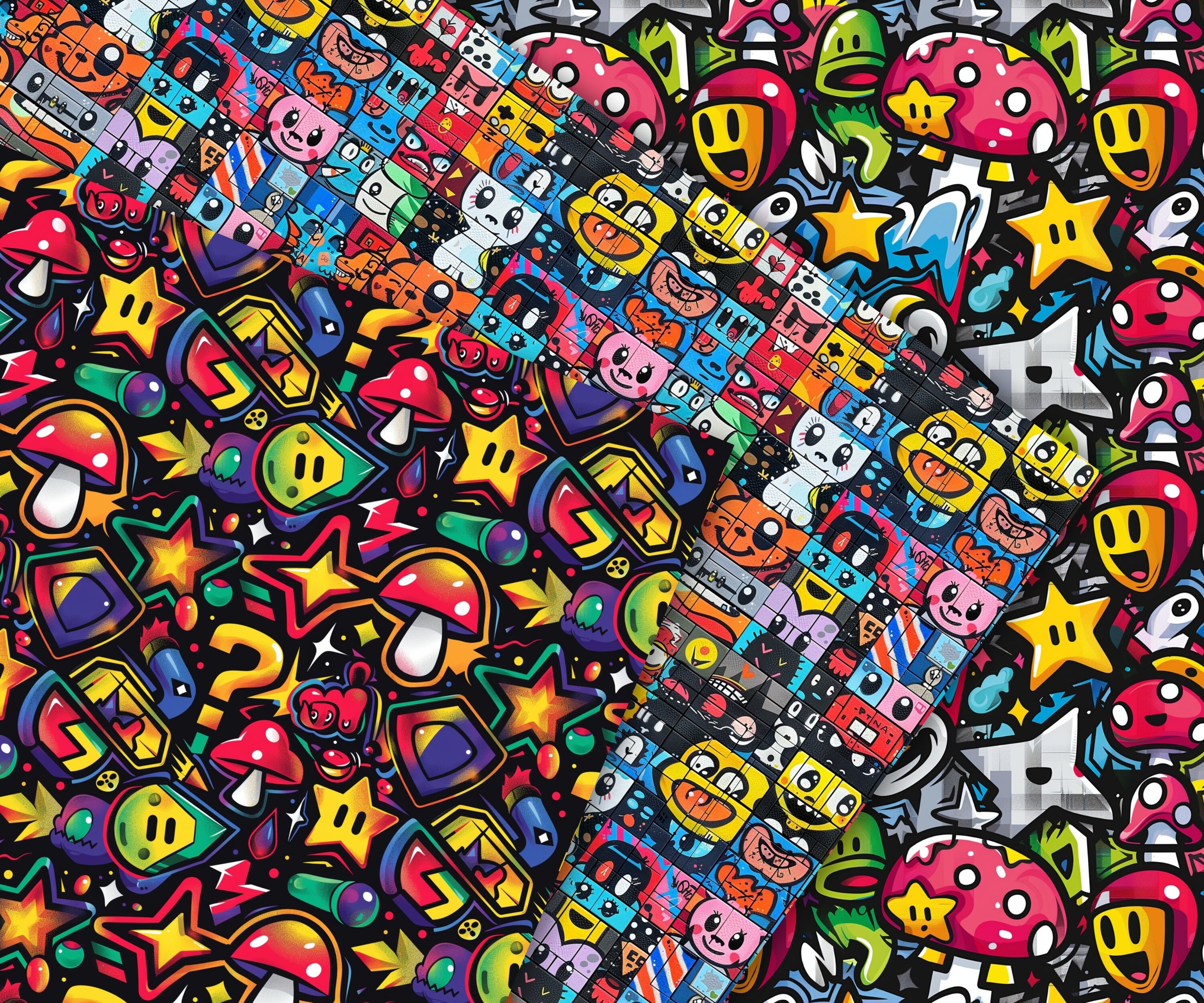 Retro Gamer Seamless Patterns, 22 Gamer Digital Papers, Graffiti ...