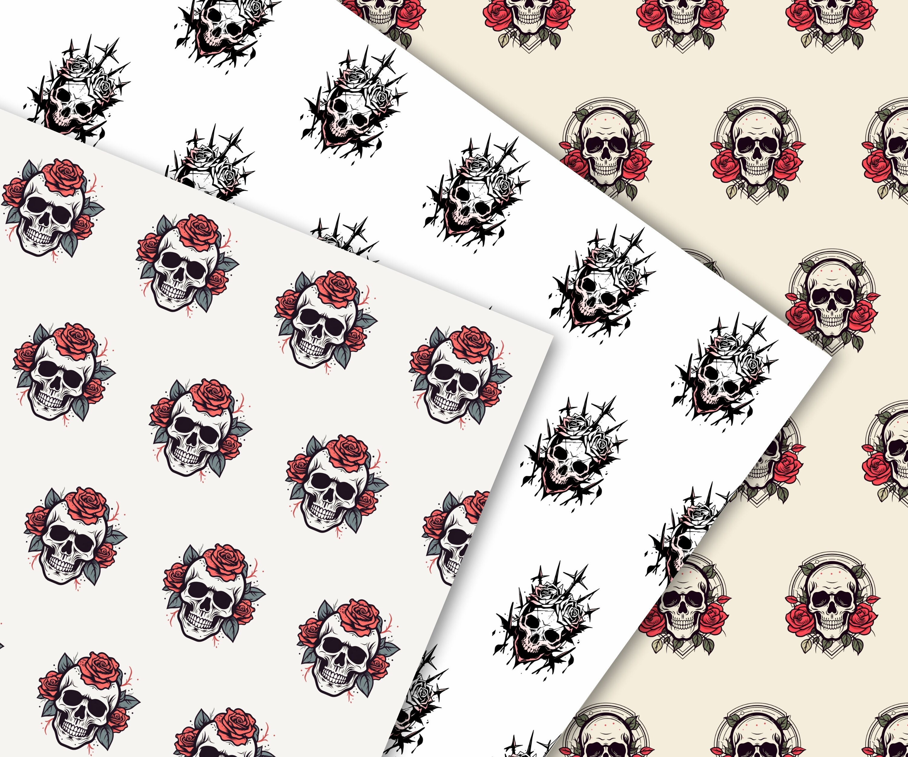 Gochie Print Gothic Kawaii Patterns, 20 Fun Gothic Themed Seamless Digital Papers ...