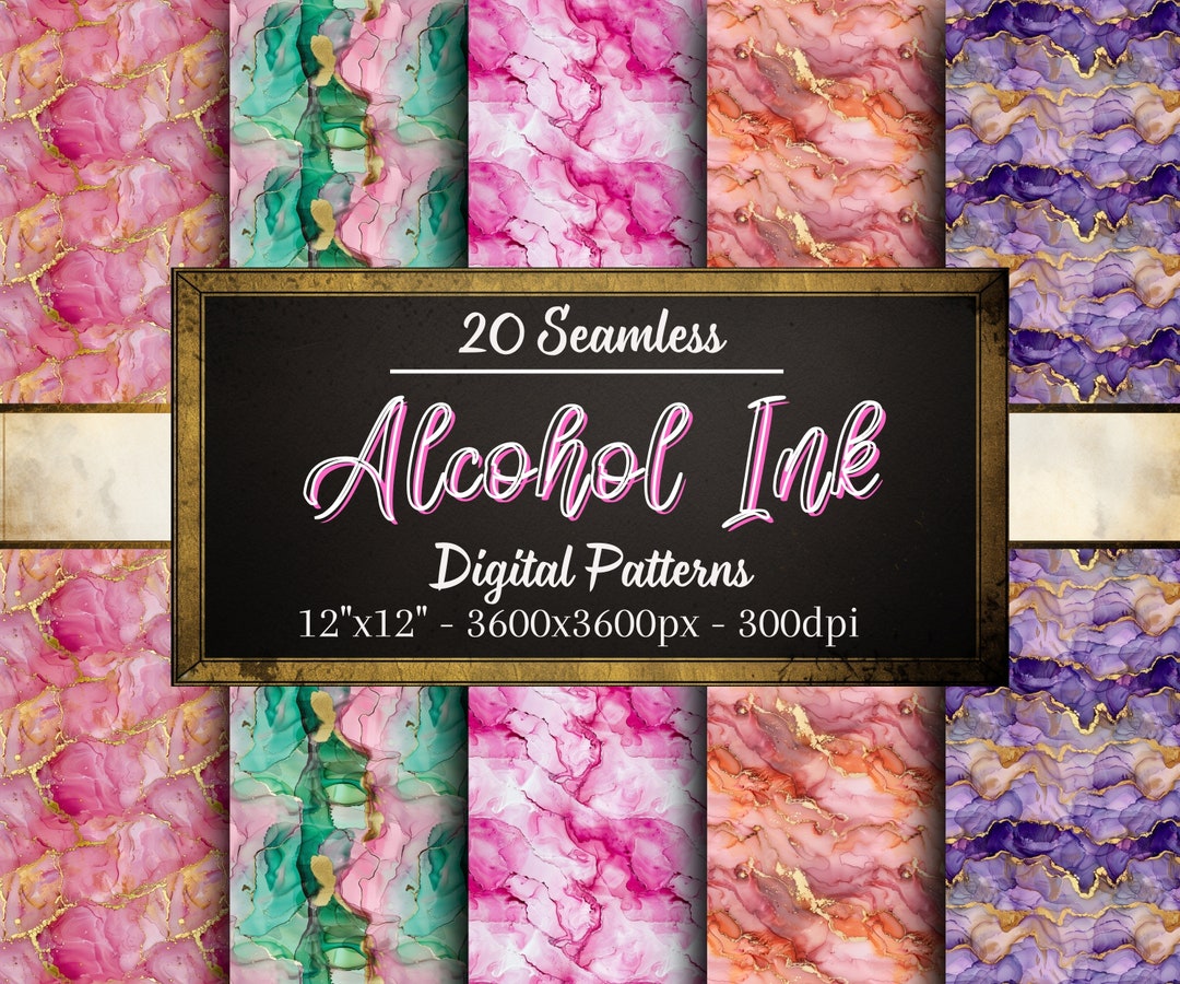 Alcohol Ink Patterns, 20 Alcohol Ink Seamless Digital Papers, Instant ...