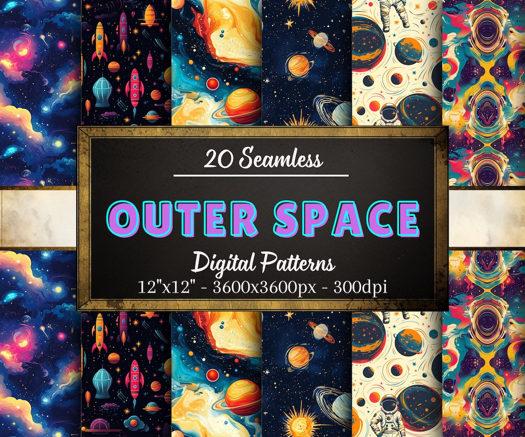 Space Seamless Patterns, 20 Space Themed Digital Papers, Spaceman ...