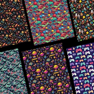 Game Room Patterns, 20 Videogame Themed Seamless Digital Papers ...