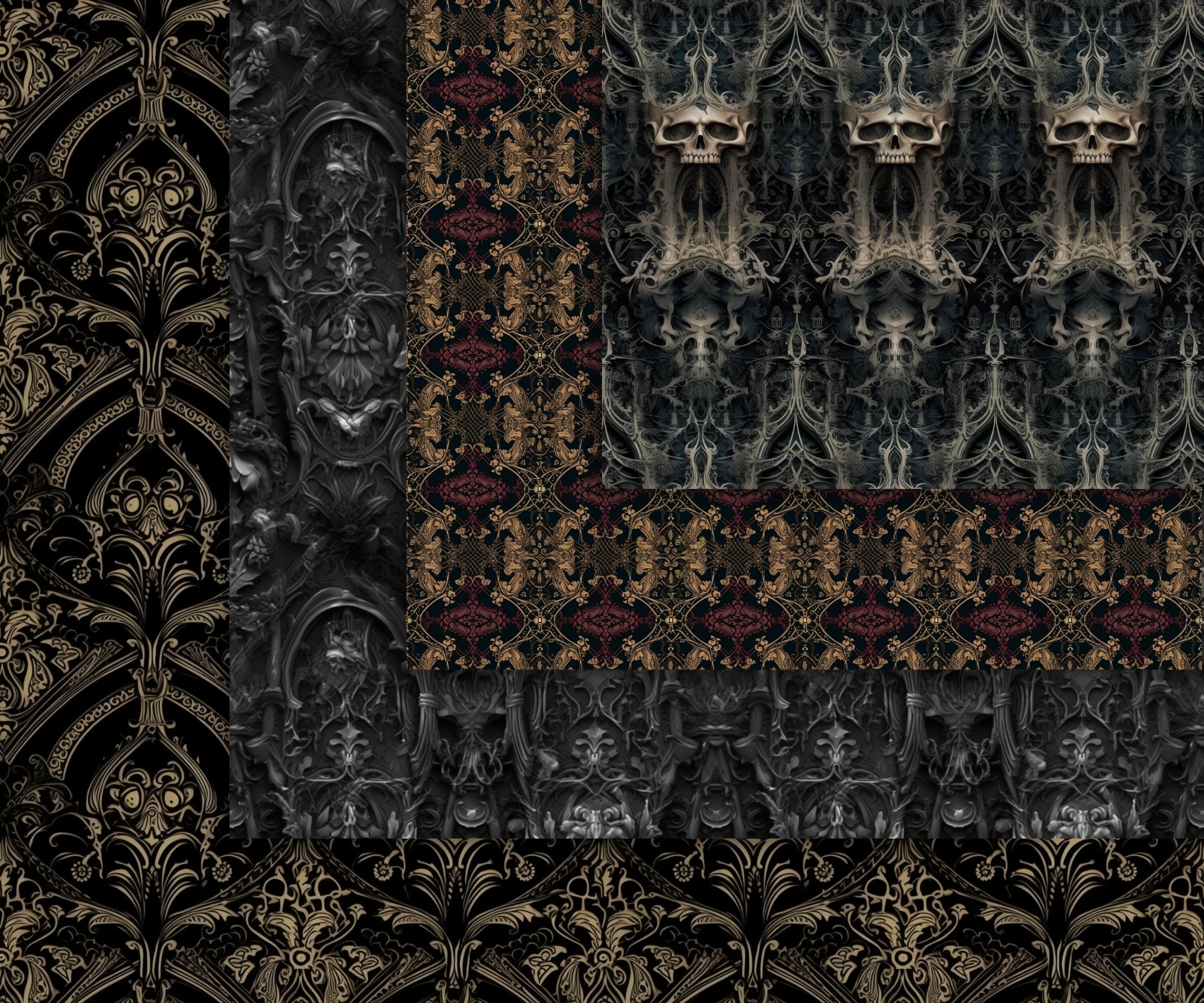 Gothic Pattern Large Gothic Patterns, 30 Gothic Themed Seamless Digital Papers, Instant ...