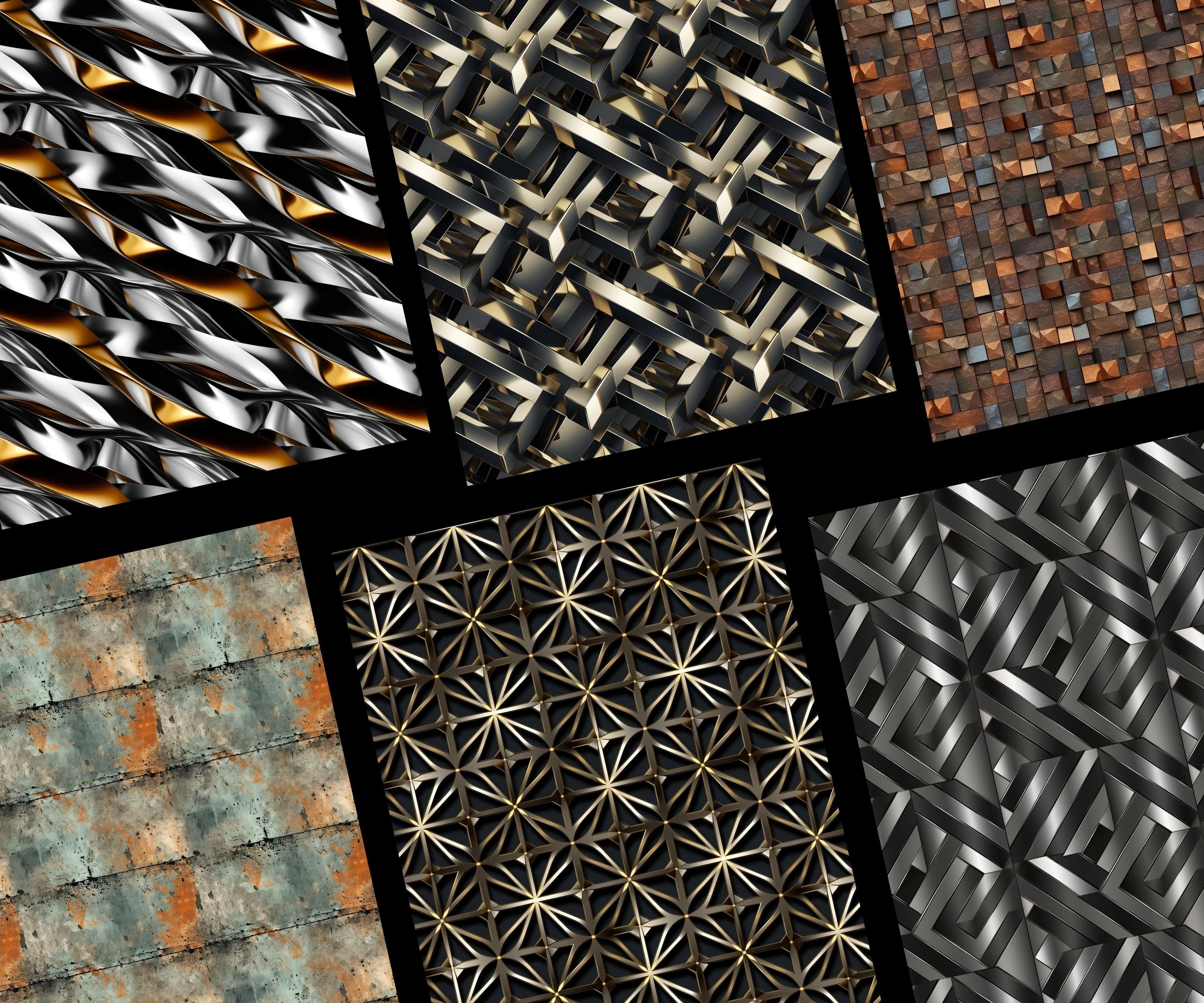 Pattern Metalic Metallic Patterns, 20 Metal Textures Seamless Digital Papers, Instant ...