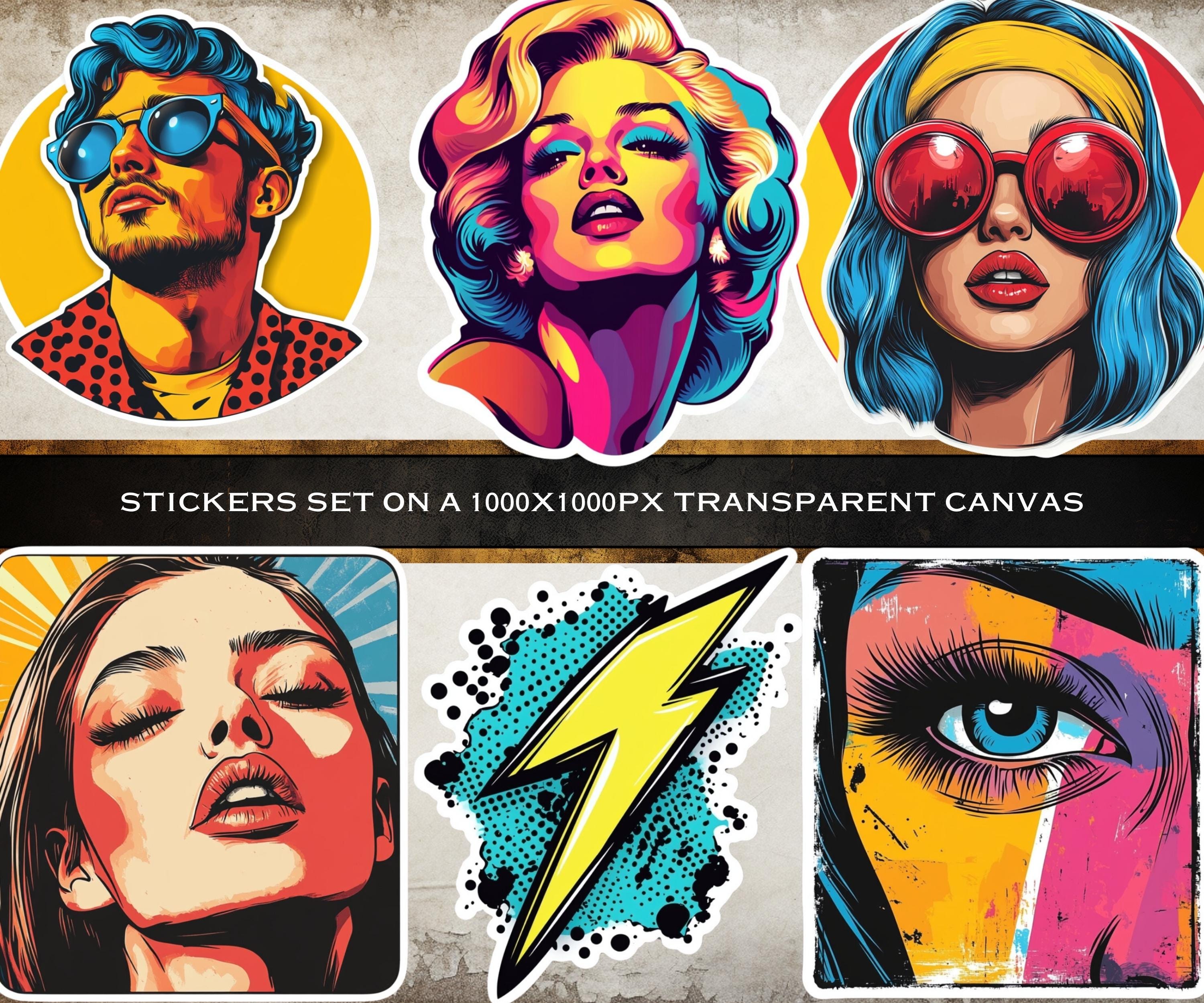 Pop Art Sticker Pack, 45 Retro Inspired Digital Stickers, Pop Art ...