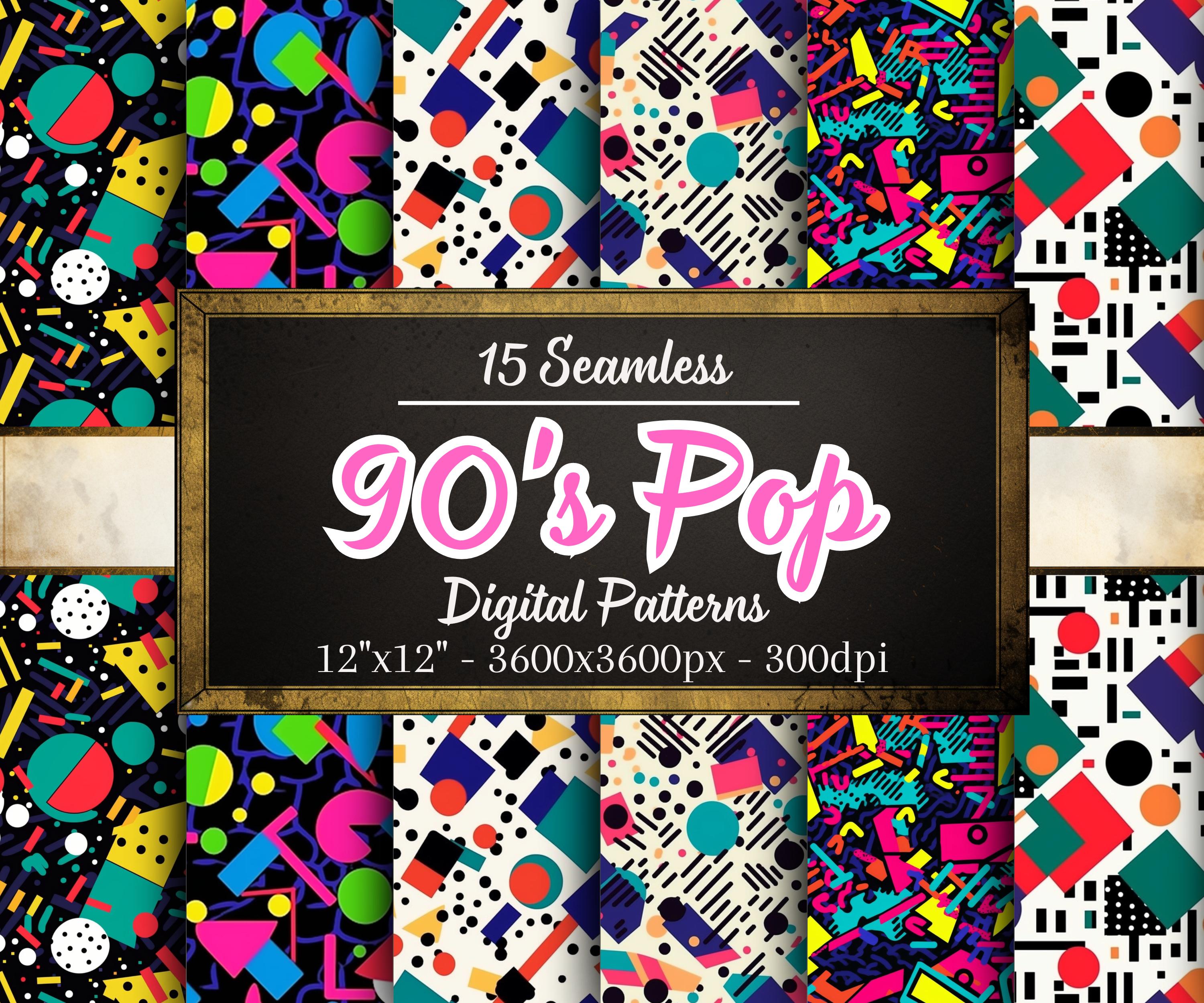 1990s Sheets 90's Patterns, 15 Seamless Digital Papers of Classic 90's Patterns for ...
