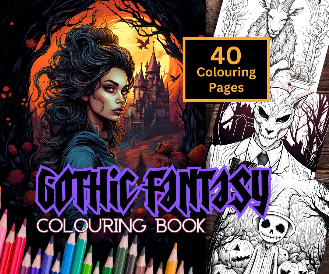 Gothic Colouring Pages, 40 Gothic Fantasy Printable Colouring Pages ...