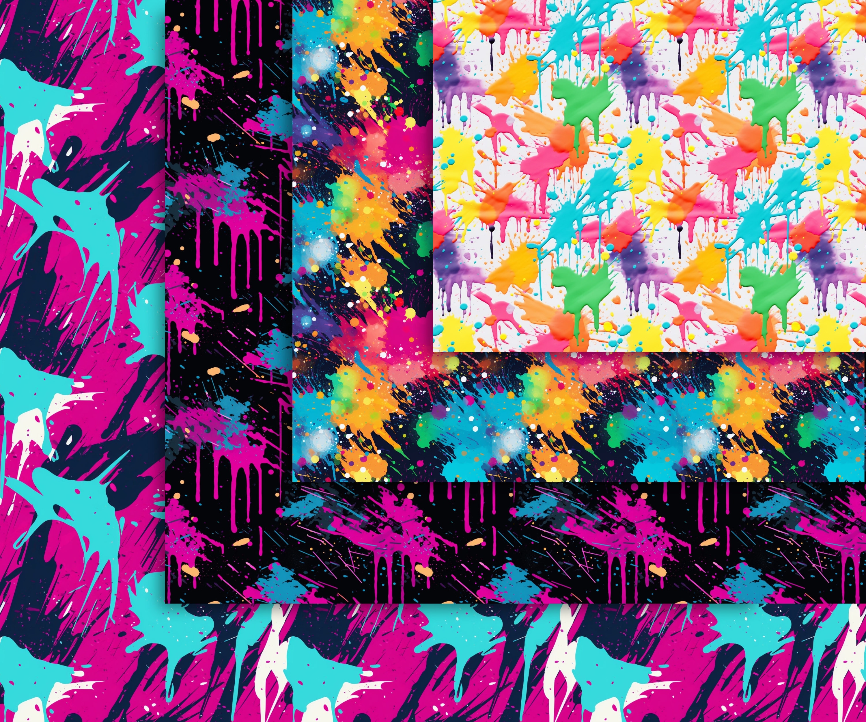 Paint Splatter Patterns, 20 Vibrant Paint Seamless Digital Papers ...