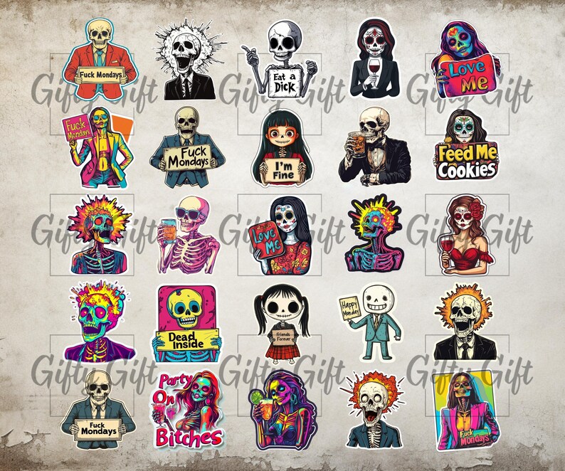 Skeleton Sticker Pack, 50 Skeleton Themed Digital Stickers, Stickers ...