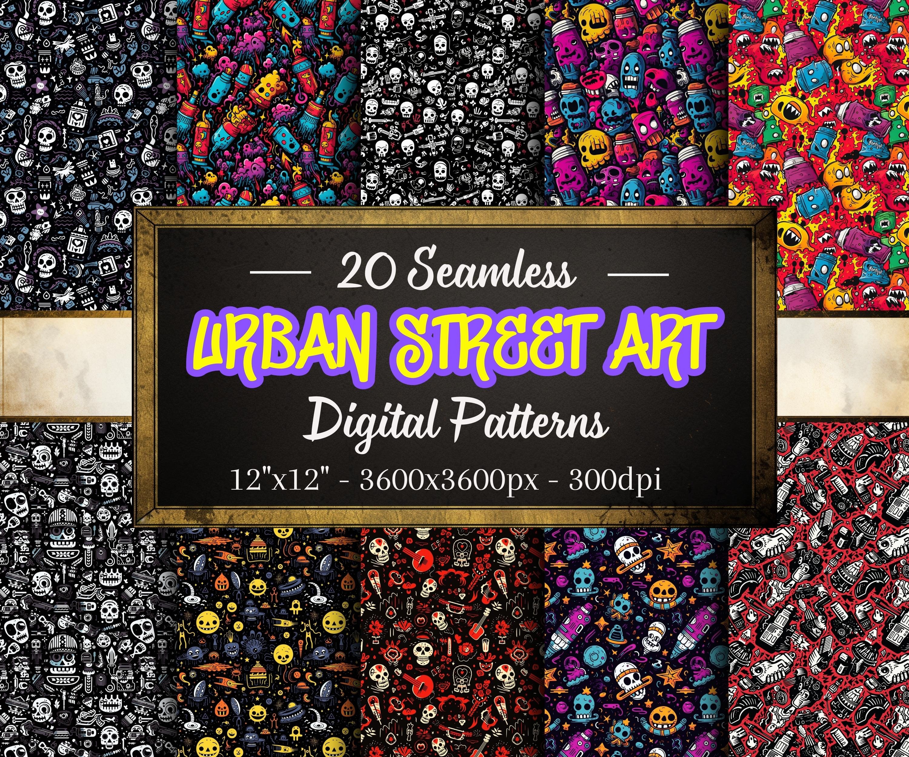 Urban Street Art Patterns, 20 Seamless Digital Papers, Instant Download ...
