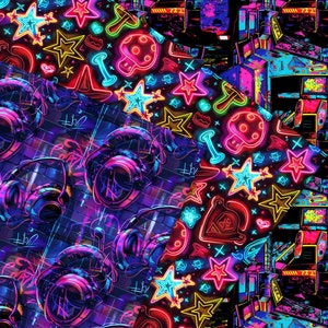 Neon Gamer Seamless Patterns, 20 Gamer Digital Papers, Graffiti ...