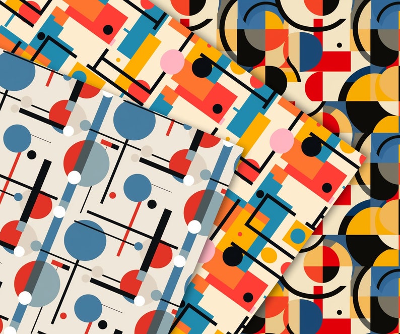 Bauhaus Patterns, 22 Retro Bauhaus Seamless Digital Papers, Instant ...