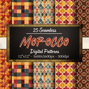 Motifs de décoration marocains, 25 papiers numériques sur le thème du Maroc pour la décoration de la maison, des albums de coupures, du carrelage de cuisine, de la salle de bain, des textiles et plus encore !