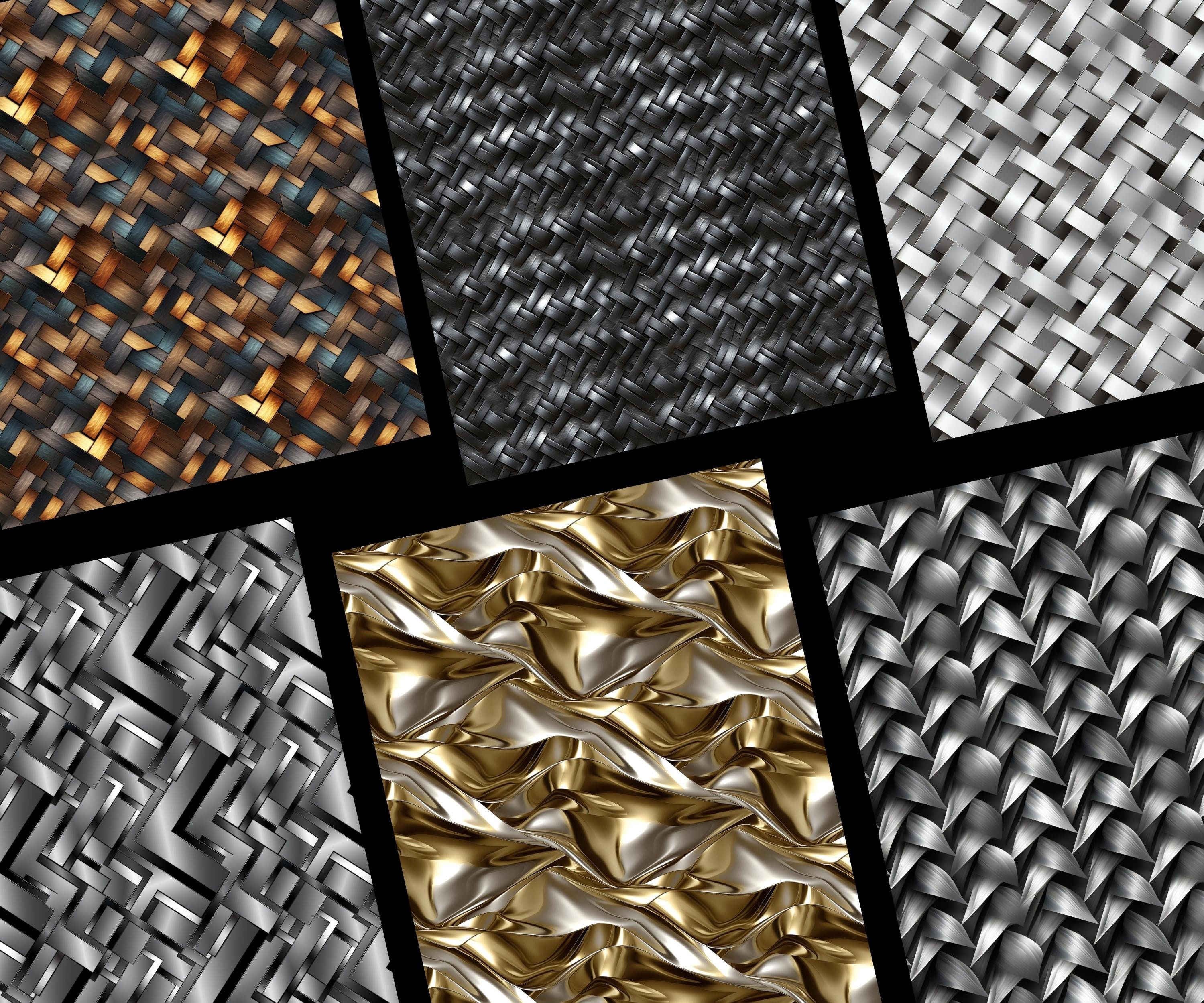 Metallic Patterns, 20 Metal Textures Seamless Digital Papers, Instant ...