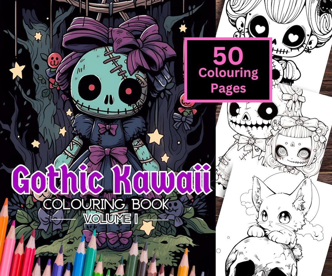 Gothic Kawaii Colouring Pages for Adults 50 Kawaii and Anime Printable