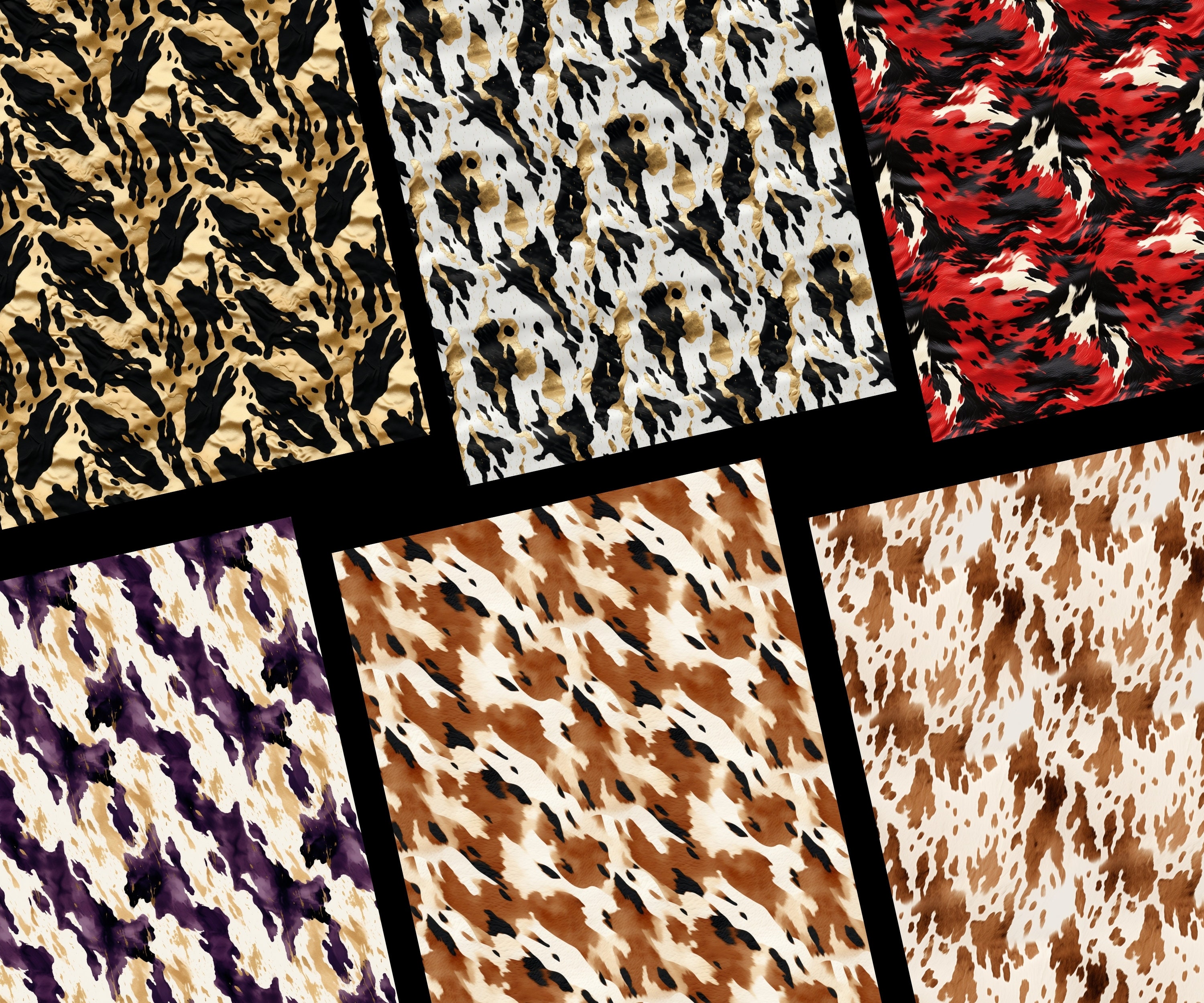 Cow Print Seamless Patterns, 20 Colourful Cow Hide Digital Papers ...