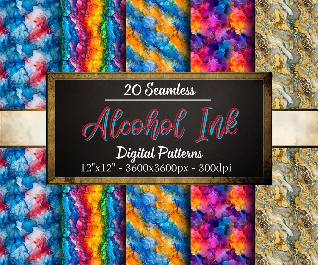 Alcohol Ink Patterns, 20 Alcohol Ink Seamless Digital Papers, Instant ...