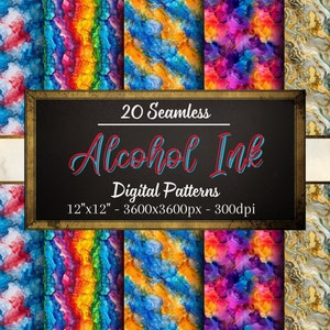 Alkohol Tinte Muster, 20 Alkohol Tinte nahtlose digitale Papiere, sofortiger Download, persönliche und kommerzielle Nutzung, Print on Demand freundlich