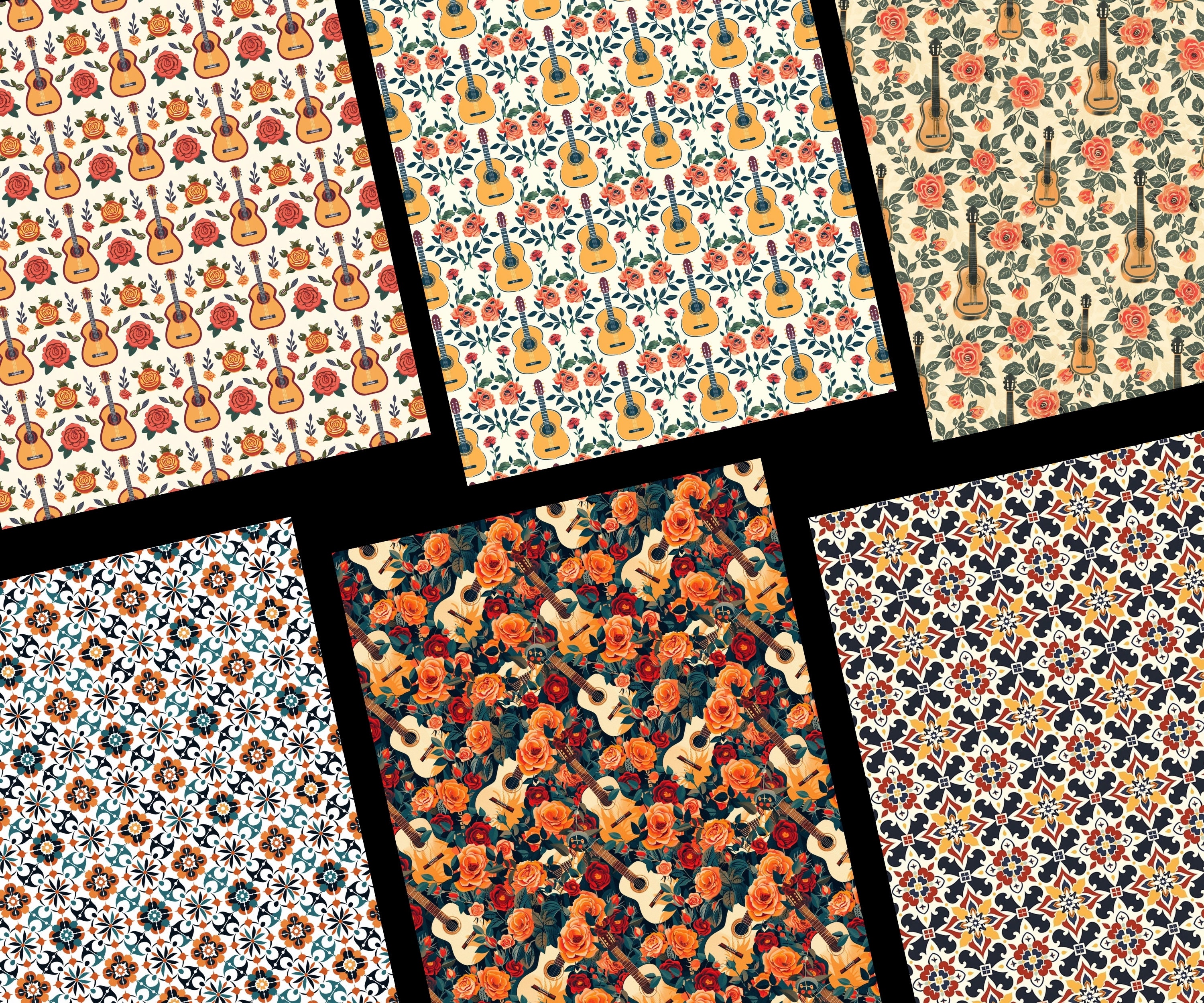 Spanish Seamless Patterns, 24 Spain Themed Digital Papers, Espanola ...