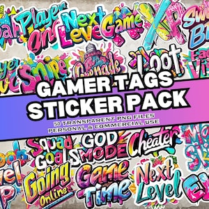 Gamer Sticker Pack, 50 Gamer Themed Digitale Aufkleber, transparente PNG, sofortiger Download, persönliche und kommerzielle Nutzung, Print on Demand freundlich