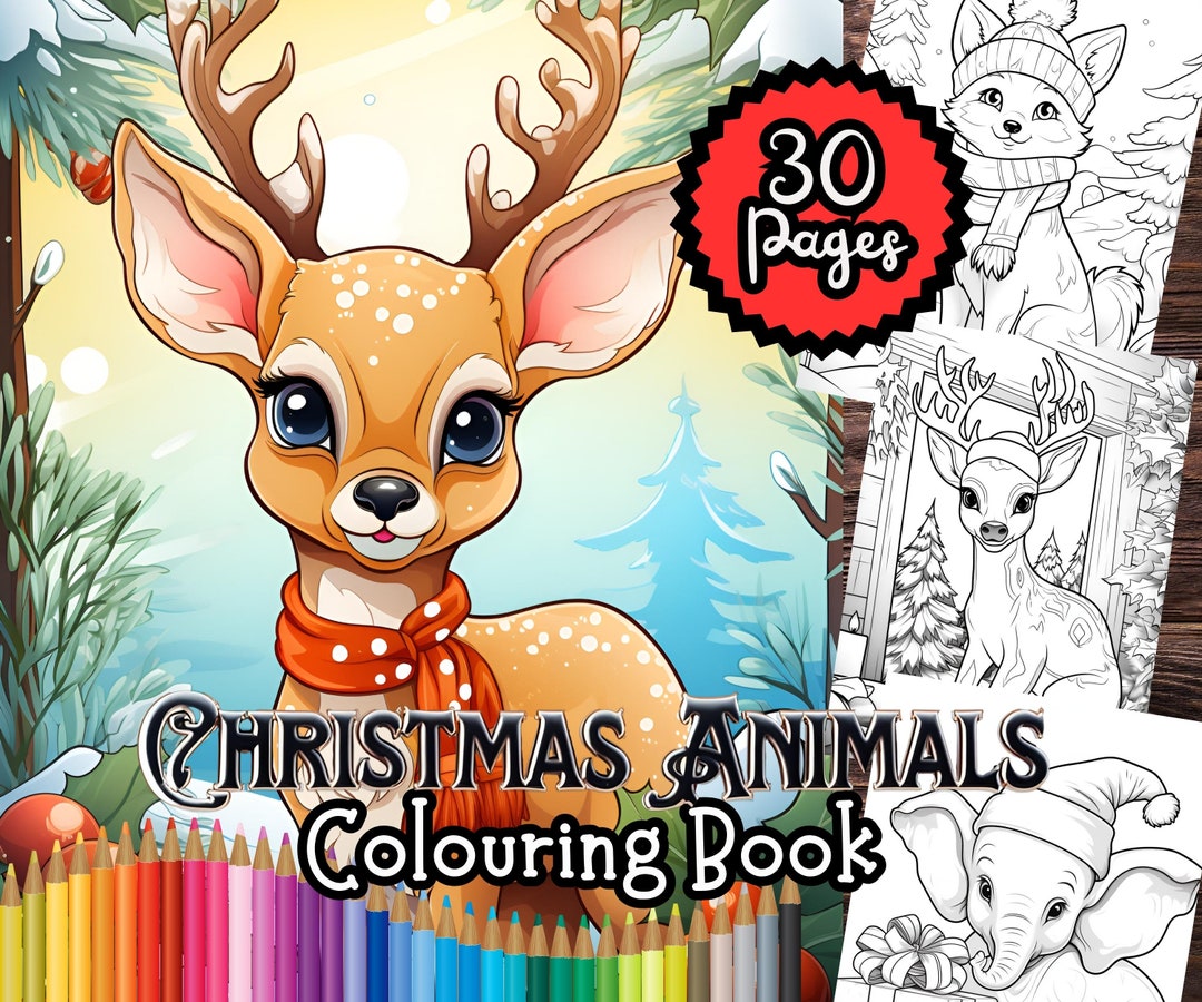 Christmas Animals Colouring Book, 30 Festive Printable Colouring Pages