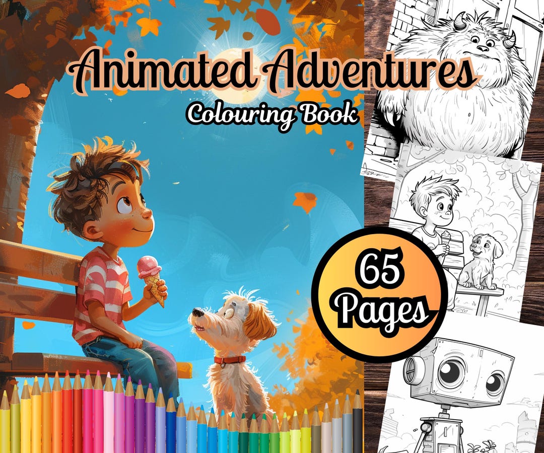 Animated Adventures Colouring Book, 65 Fun Animation Colouring Pages ...