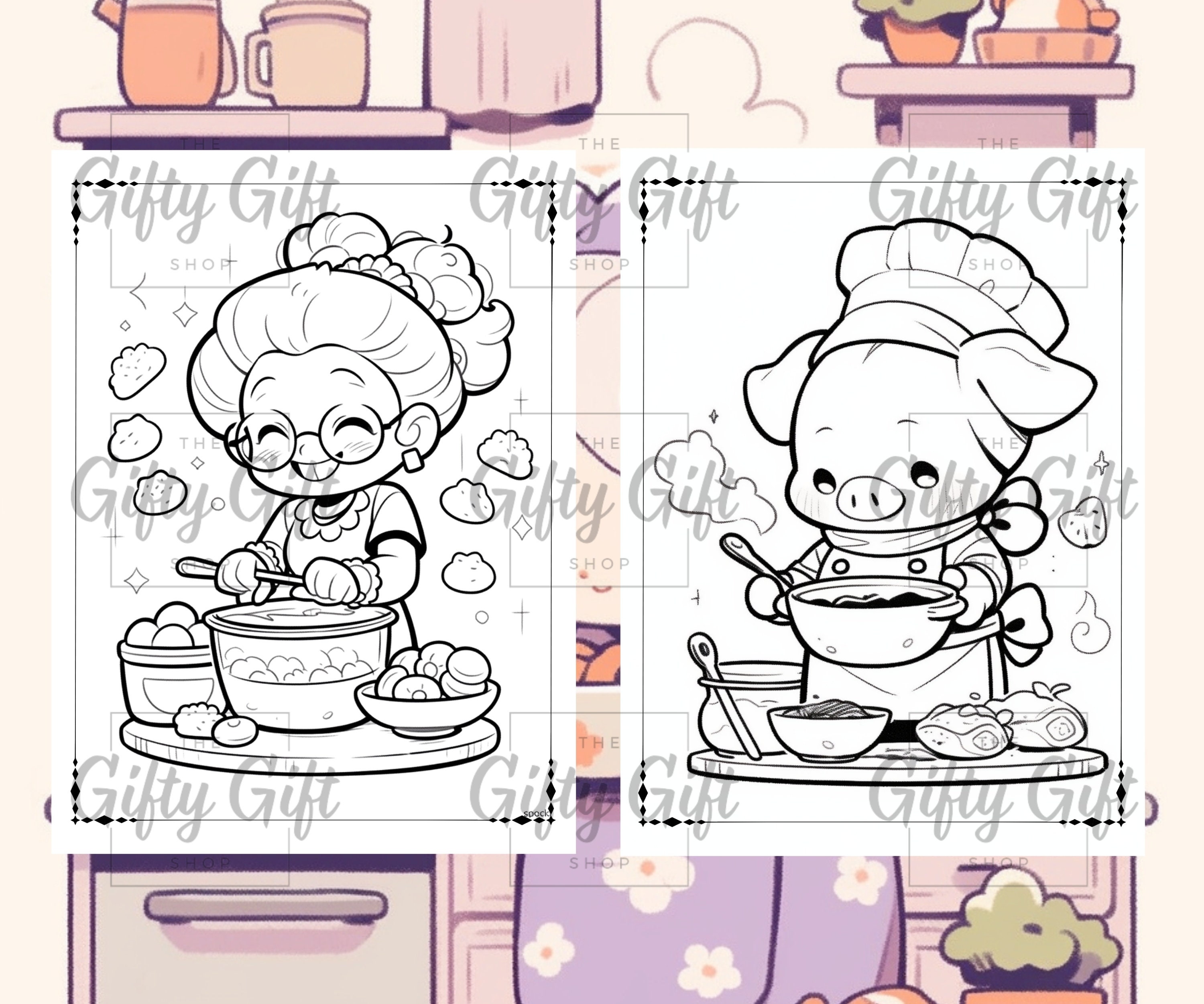 Chibi Kitchen Colouring Book, 50 Cute Chibi Colouring Pages, Adults ...