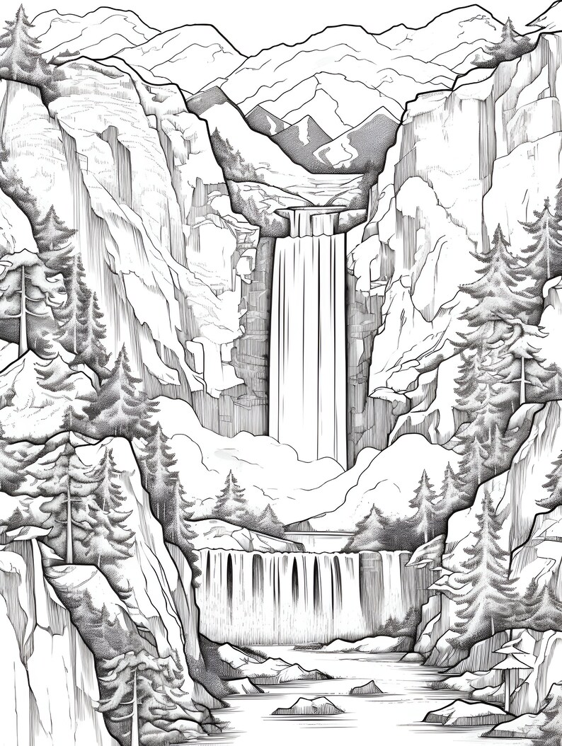 Beautiful Landscapes Colouring Pages 50 Printable Colouring Etsy