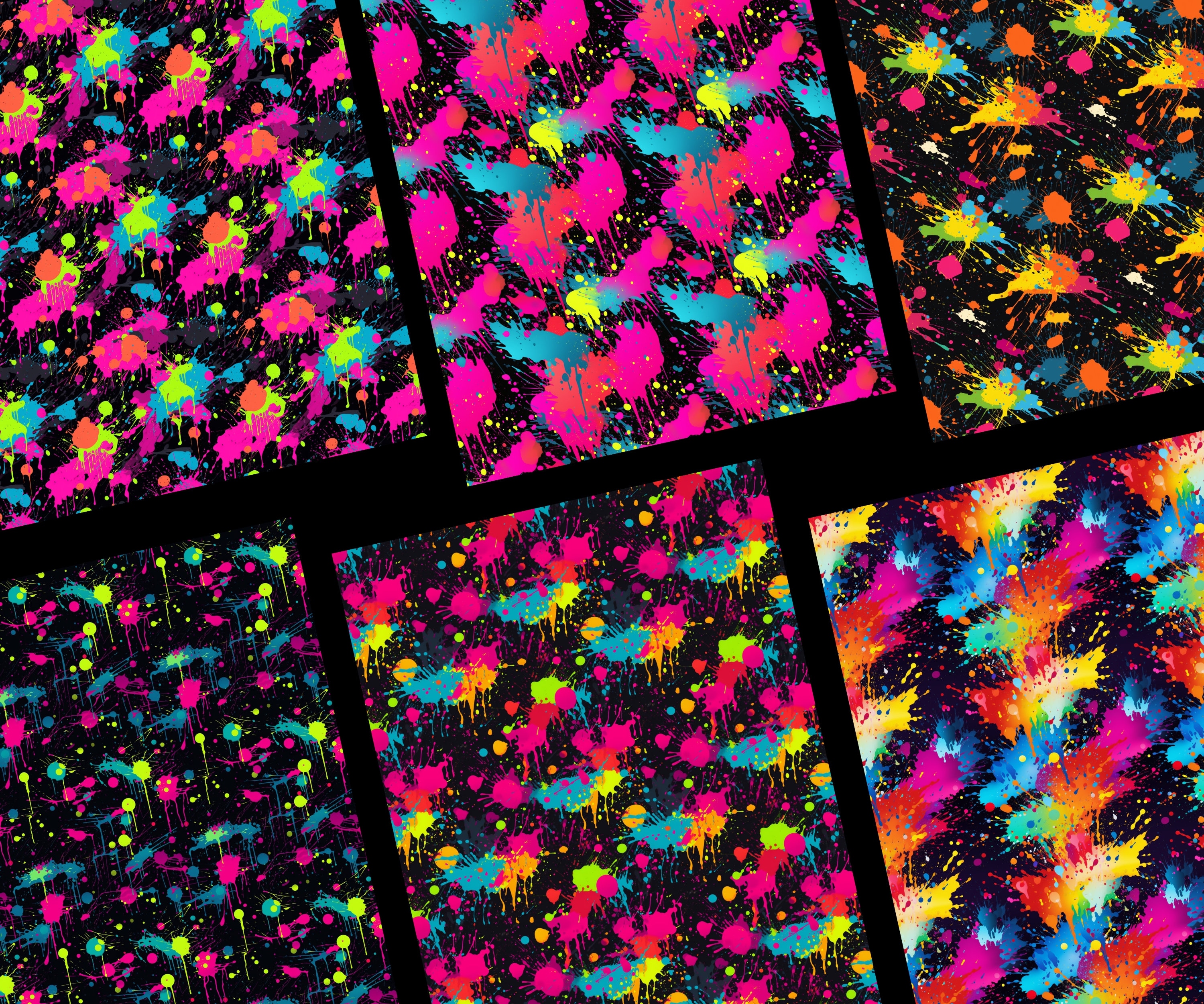 Paint Splatter Patterns, 20 Vibrant Paint Seamless Digital Papers ...