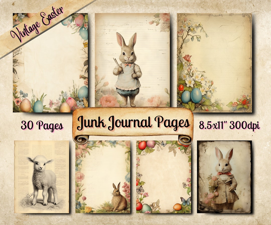 Vintage Easter Junk Journal Pages, Vintage Scrapbooking Ephemera, 30 ...