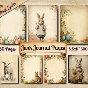 Vintage Easter Junk Journal Pages, Vintage Scrapbooking Ephemera, 30 Easter Printable Pages, Digital Download, Mixed Media Easter Paper