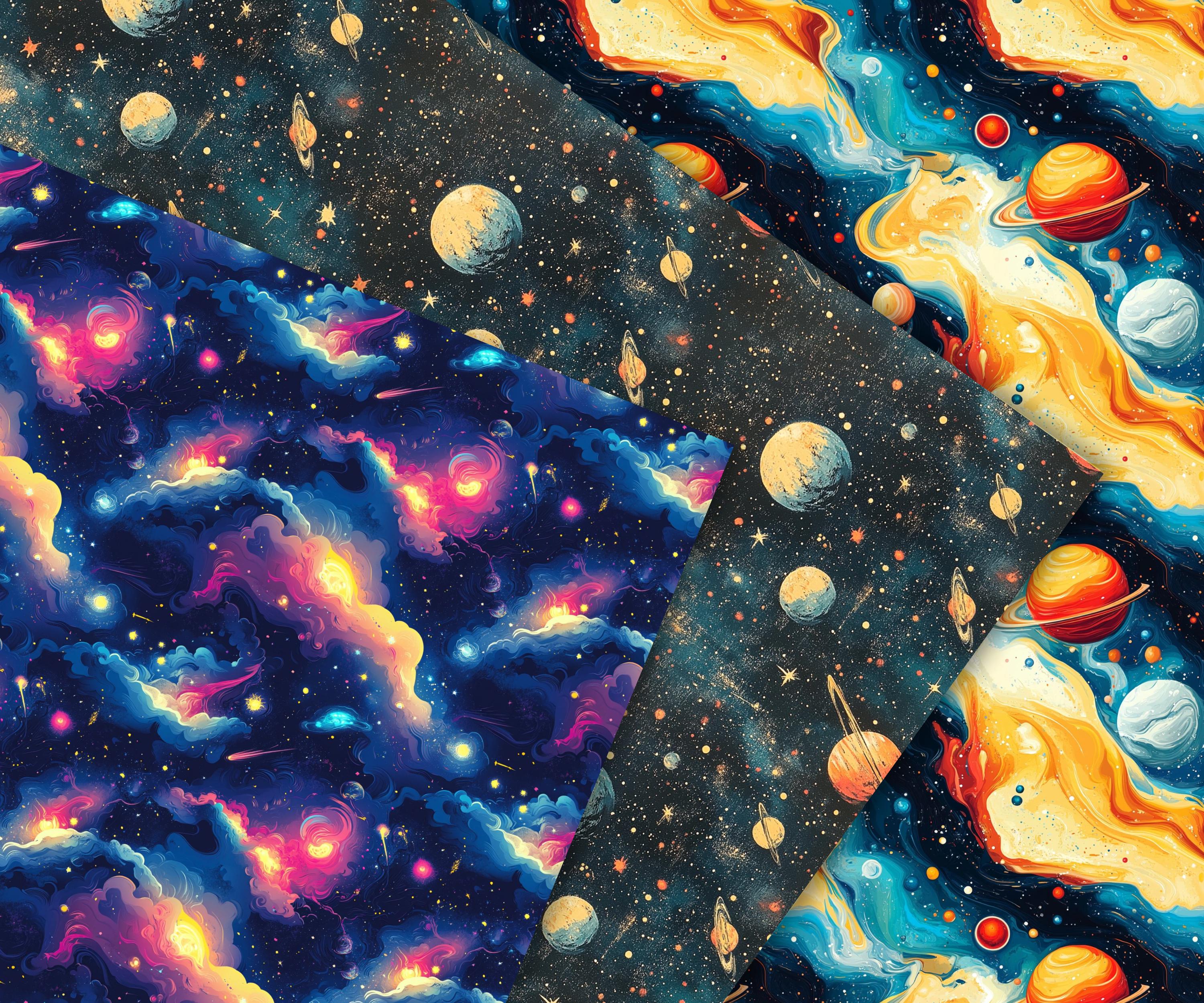 Space Patternes Space Seamless Patterns, 20 Space Themed Digital Papers, Spaceman ...
