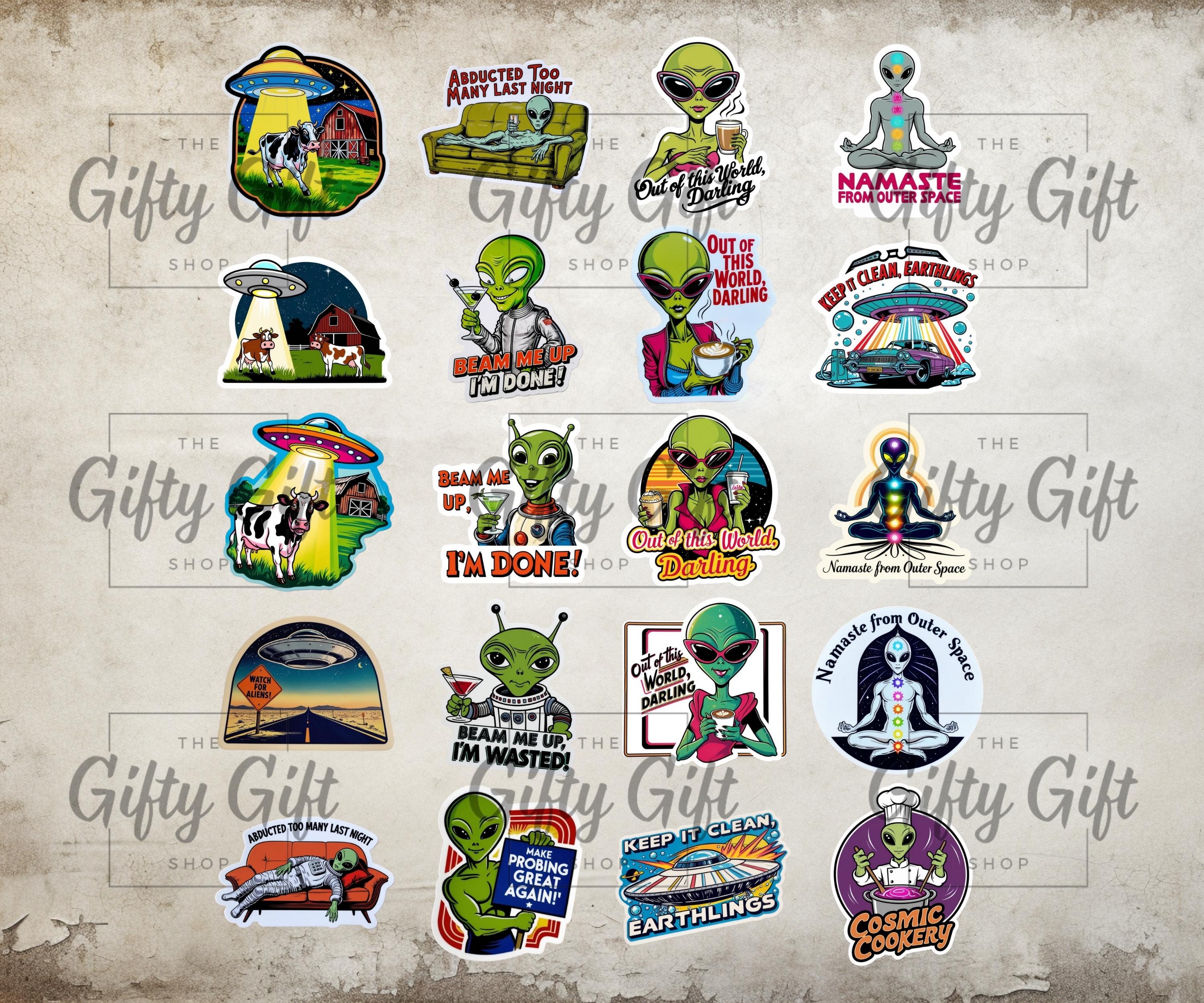 Alien Invaders Sticker Pack, 45 Science Fiction Digital Stickers, Alien ...