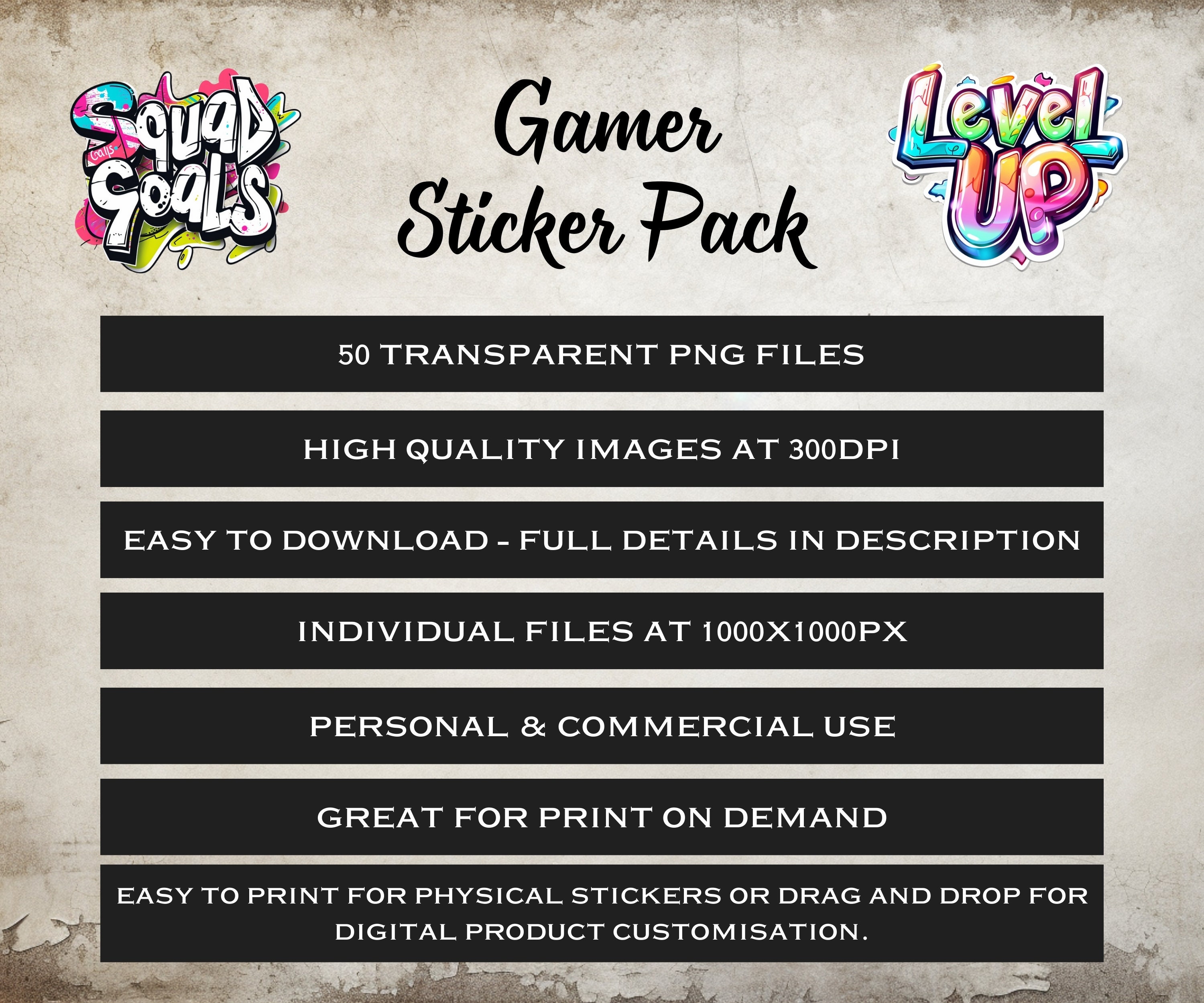 Gamer Sticker Pack, 50 Gamer Themed Digital Stickers, Transparent PNG ...