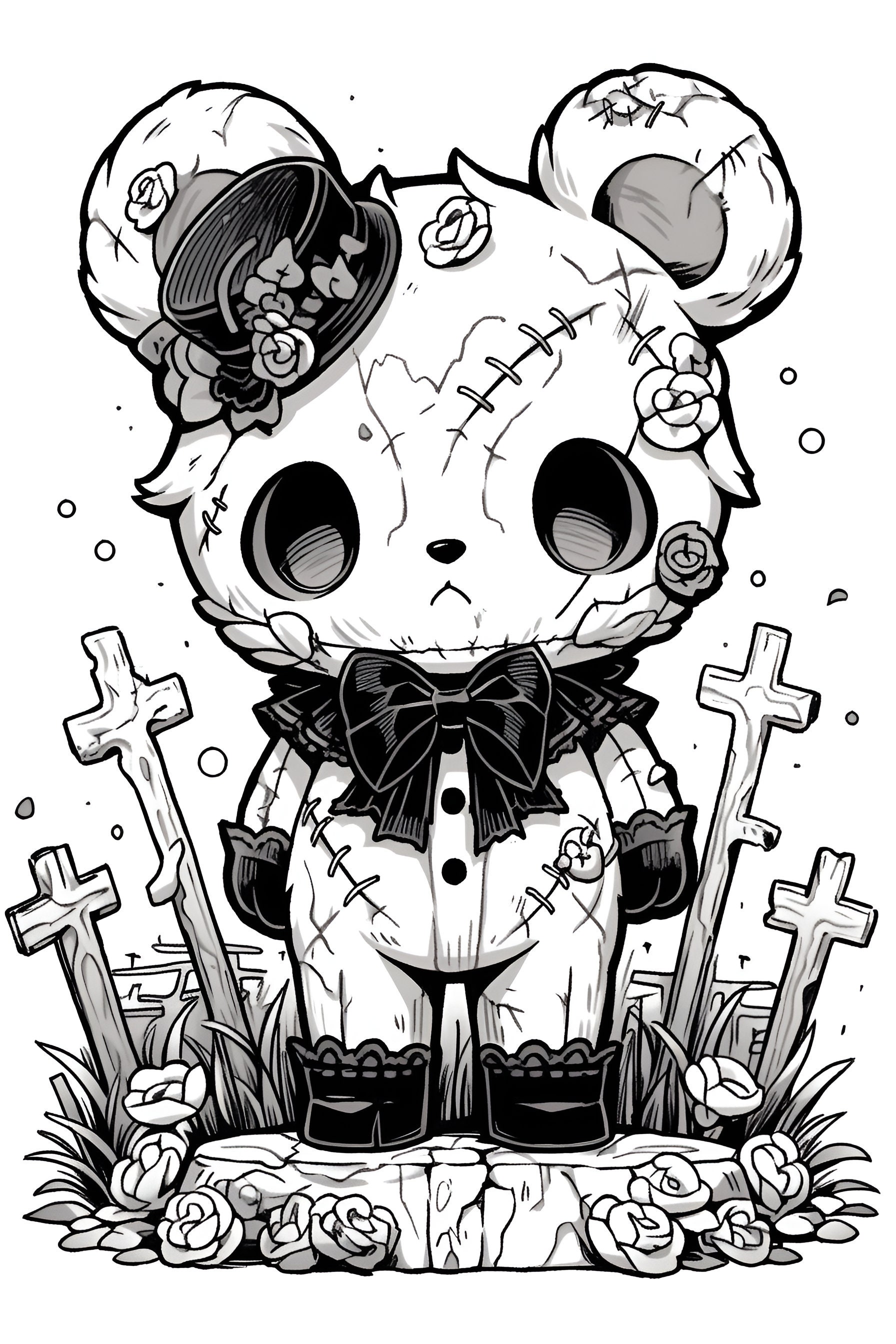 Gothic Chibi Colouring Pages 30 Creepy Chibi Kawaii and Anime Etsy