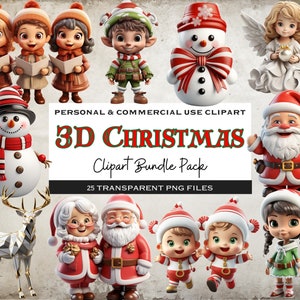 Christmas Clipart - 25 3D Christmas Transparent PNG Files - Instant Download for Personal and Commercial Use - Christmas Graphics