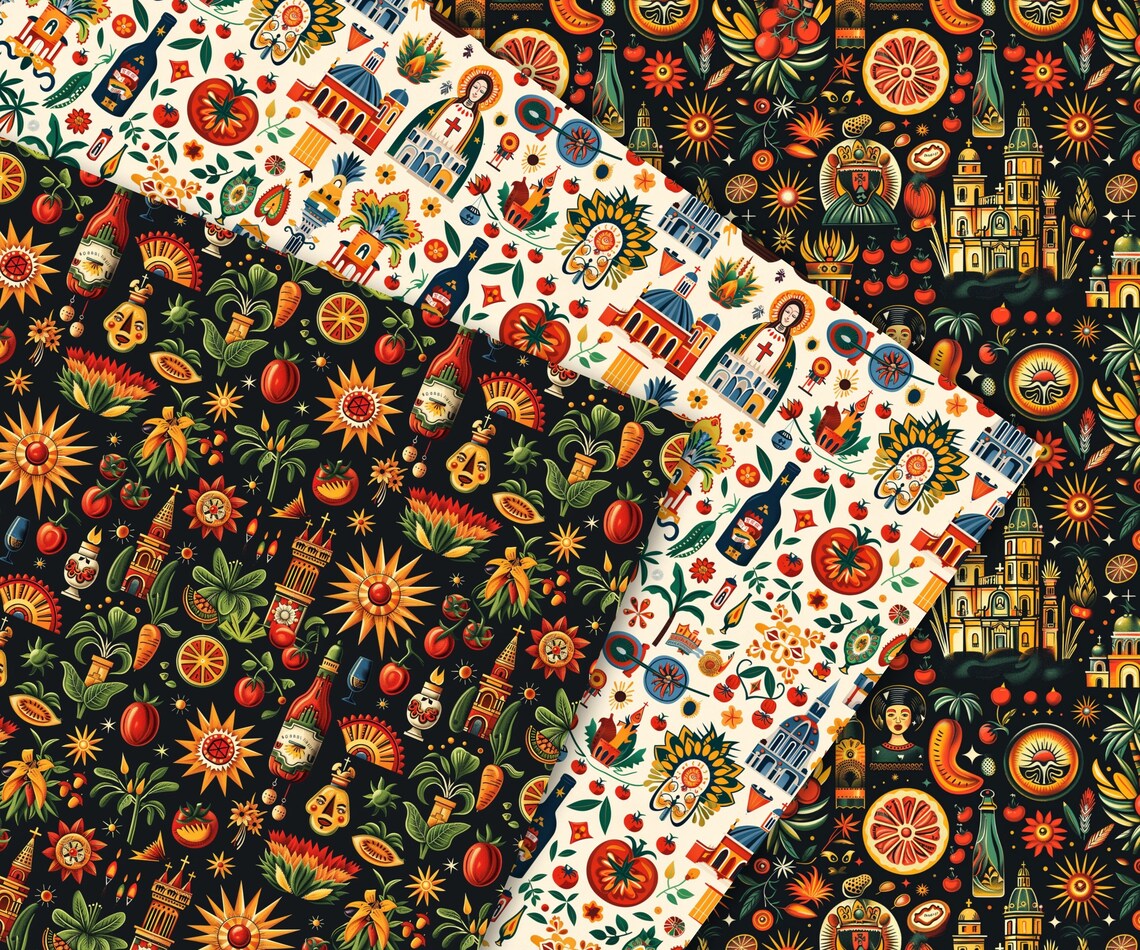 Spanish Seamless Patterns, 24 Spain Themed Digital Papers, Espanola ...