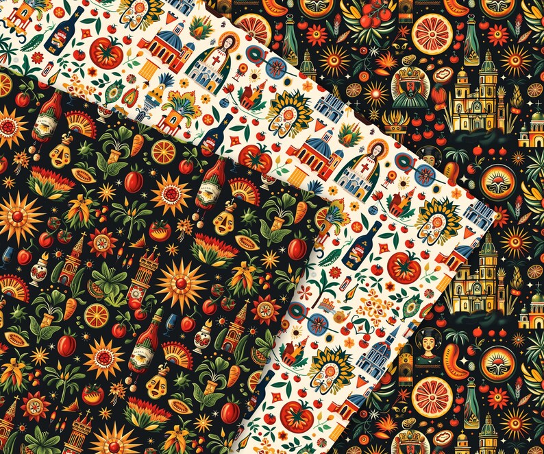 Spanish Seamless Patterns, 24 Spain Themed Digital Papers, Espanola ...
