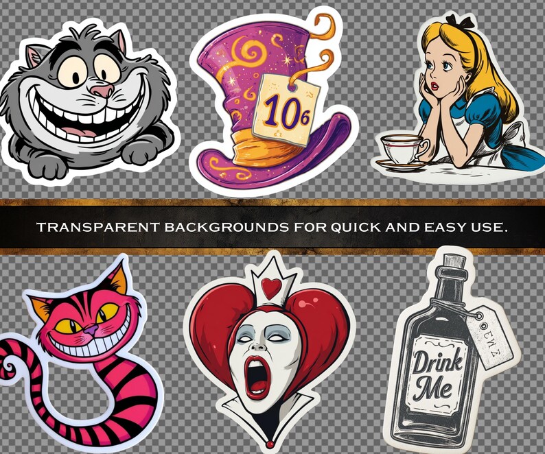 Alice in Wonderland Sticker Pack – 80 Vintage Fantasy Character ...