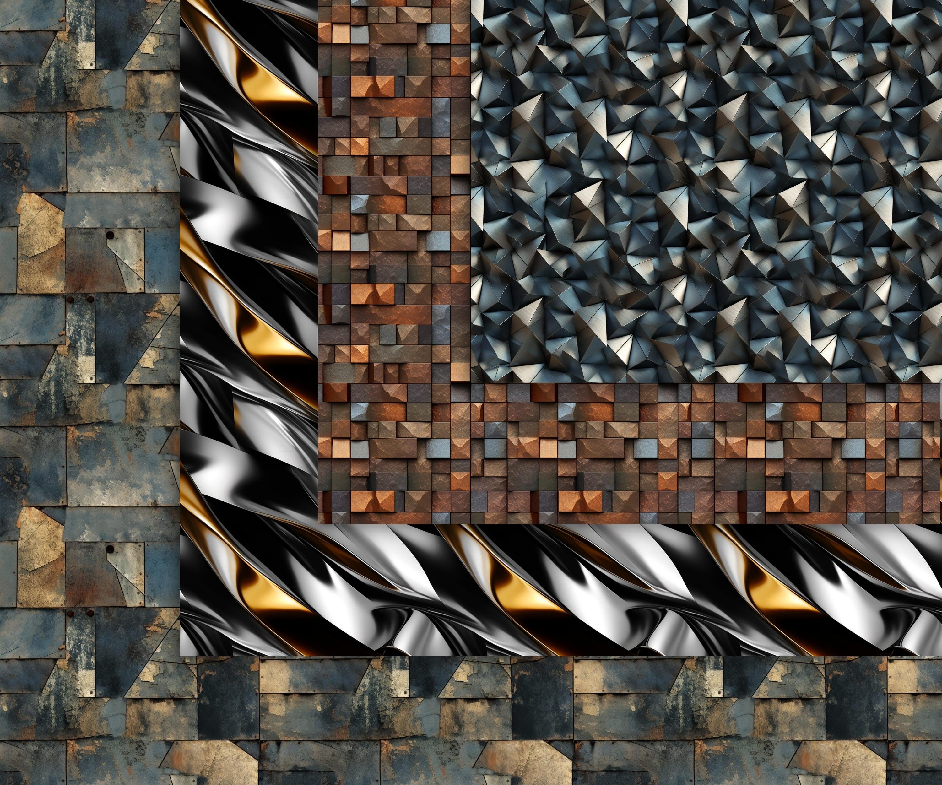 Metallic Patterns, 20 Metal Textures Seamless Digital Papers, Instant ...