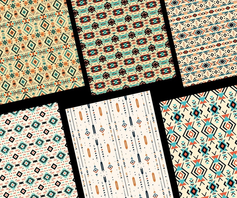 Aztec Patterns, 20 Rustic Aztec Seamless Digital Papers, Instant ...